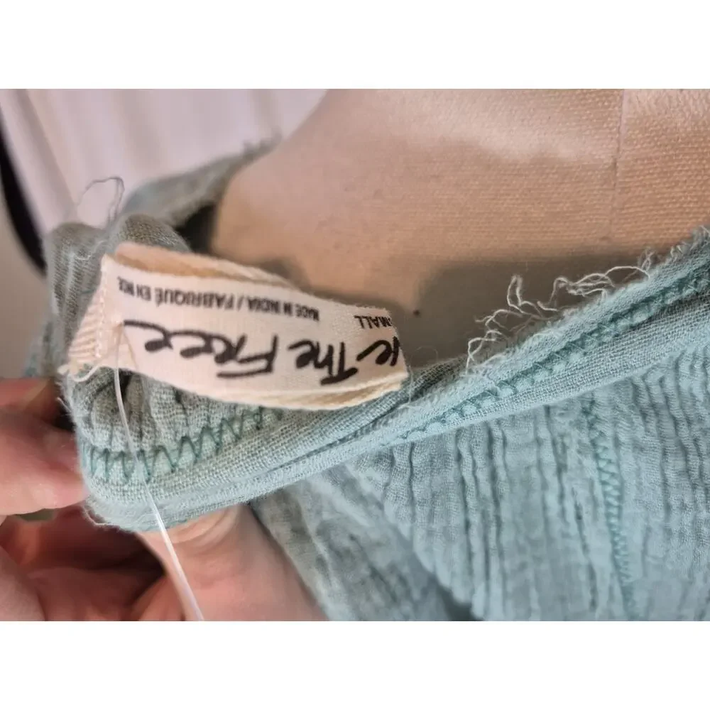 Free People We The Free Lucy Solid Aqua Cotton Swing Top New Small - Picture 13 of 13